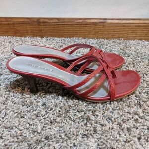 Red Strappy Heeled Sandals, Size 8.5